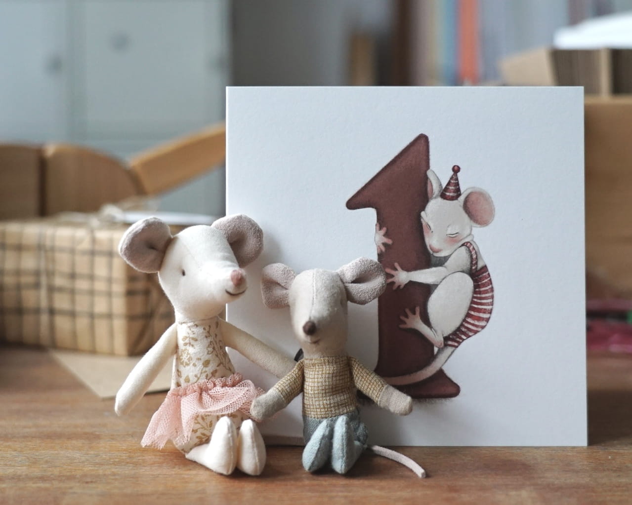 kartka na roczek Hi Little myszka