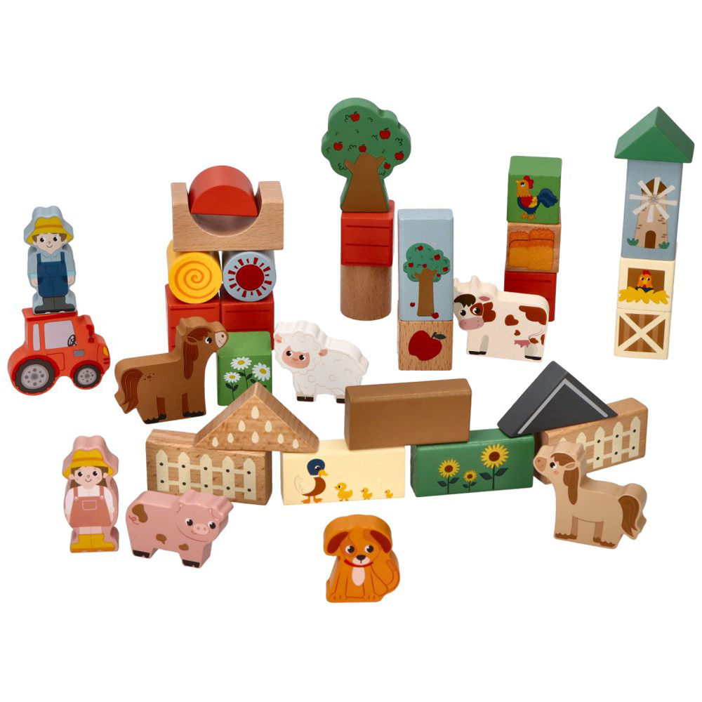 Drewniane klocki farma Adam Toys