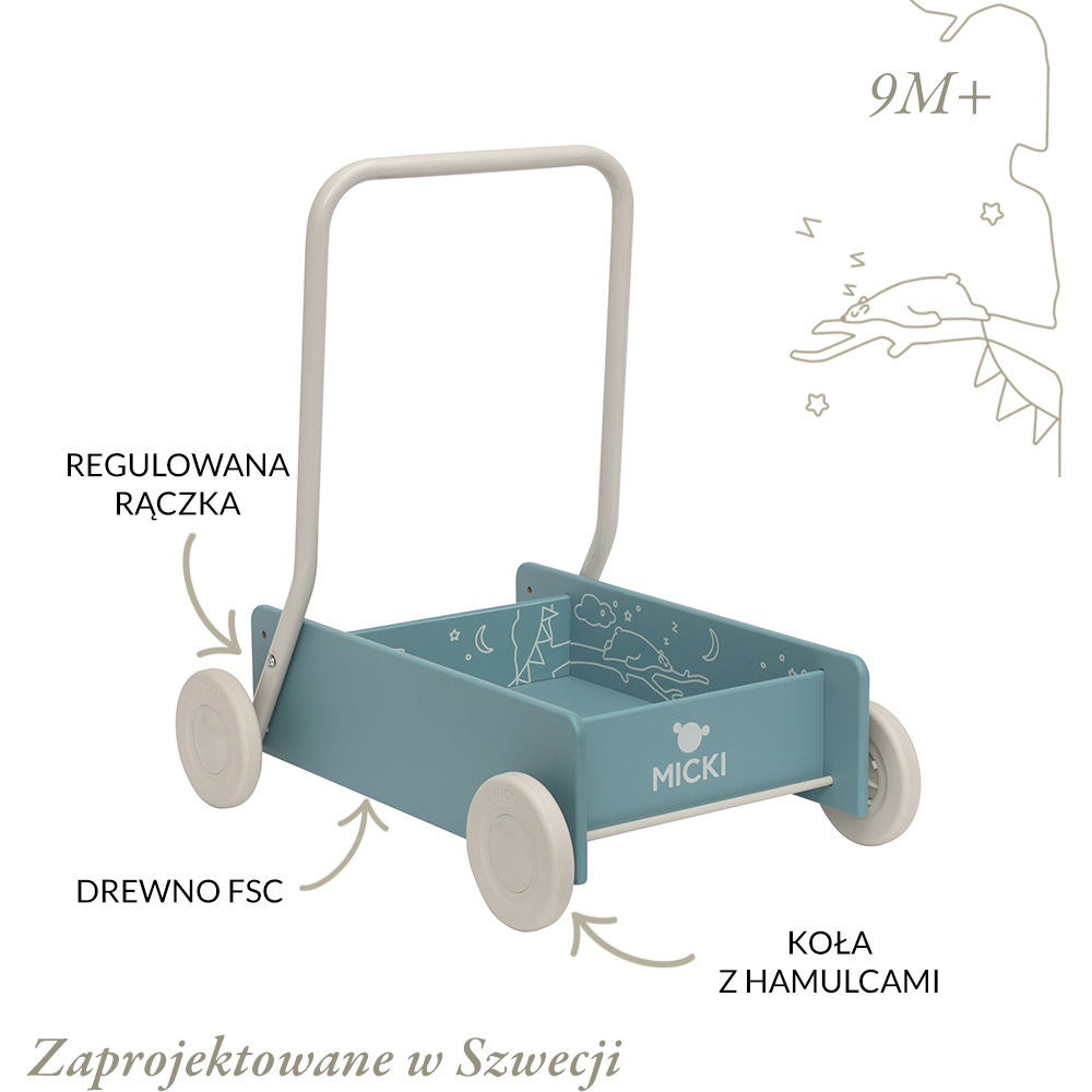 Pchacz drewniany Micki niebieski