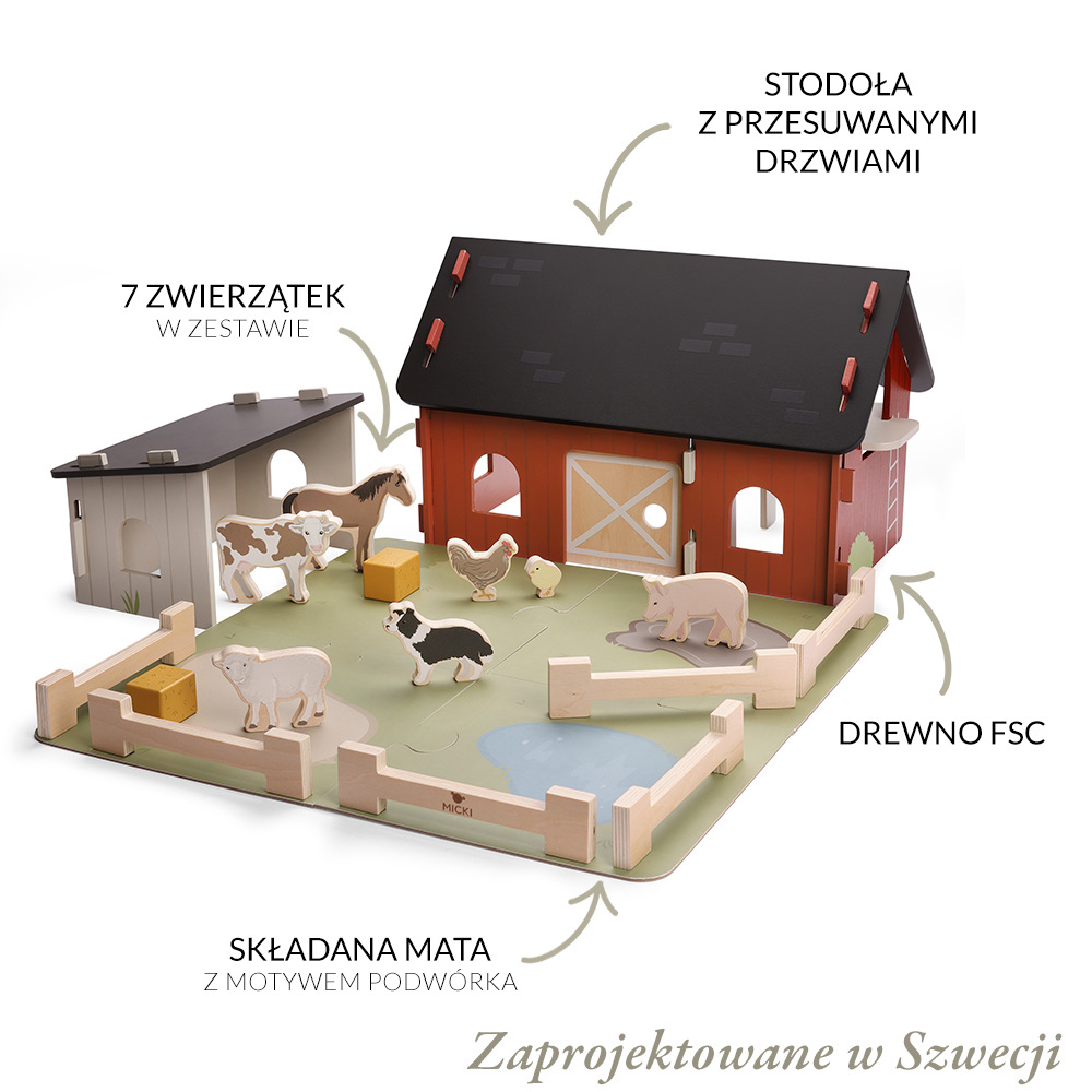 drewniana farma ze zwierzętami micki