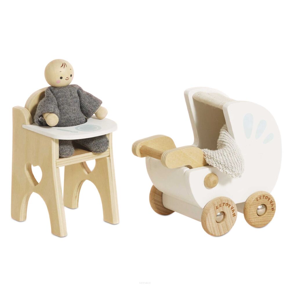 Zestaw z niemowlakiem mebelki do domku dla lalek Le Toy Van