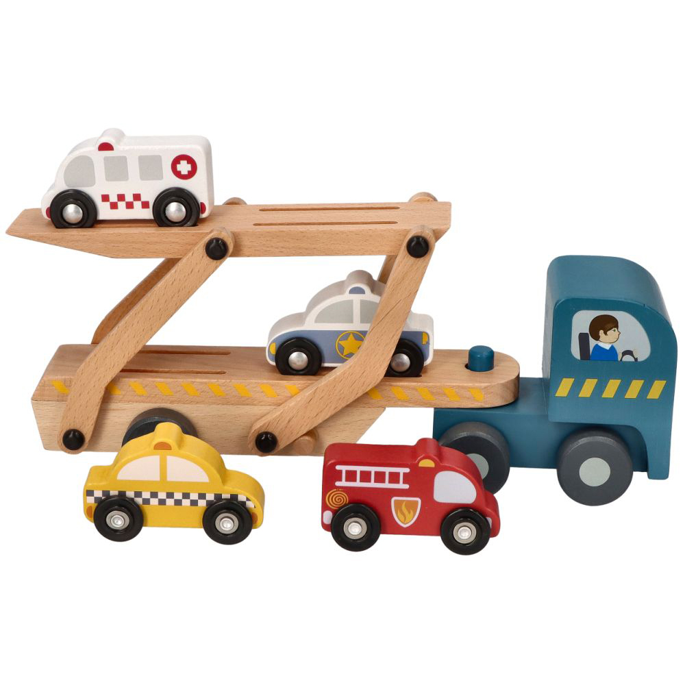 drewniana laweta z autami Adam Toys