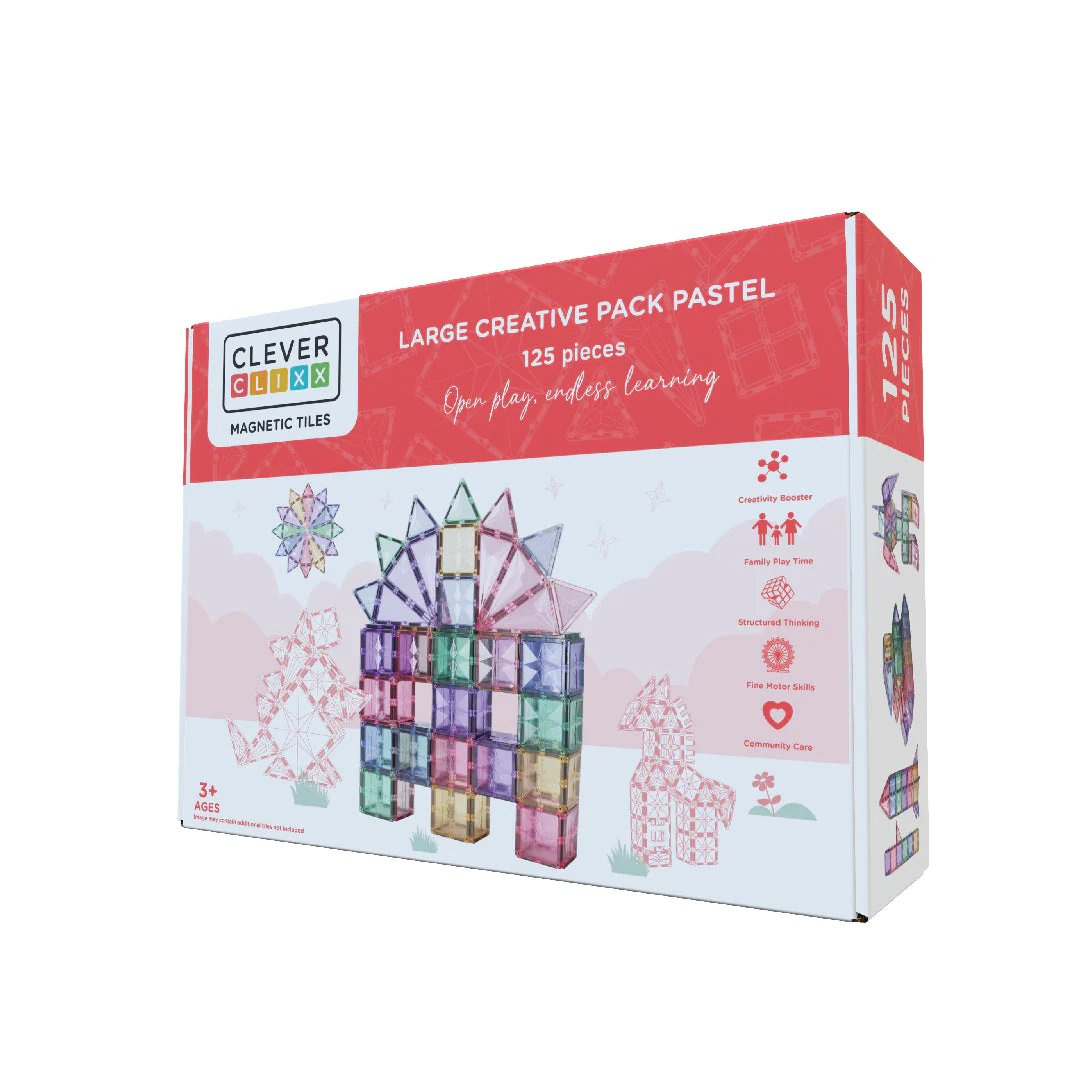 Cleverclixx Klocki magnetyczne Large Creative Pack Pastel 125 el.