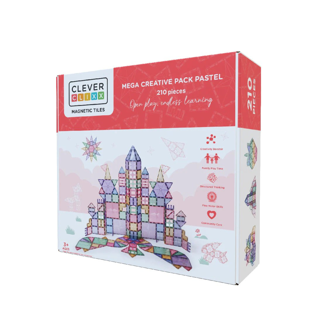 Cleverclixx - Klocki Magnetyczne Mega Creative Pack Pastel 210 el.