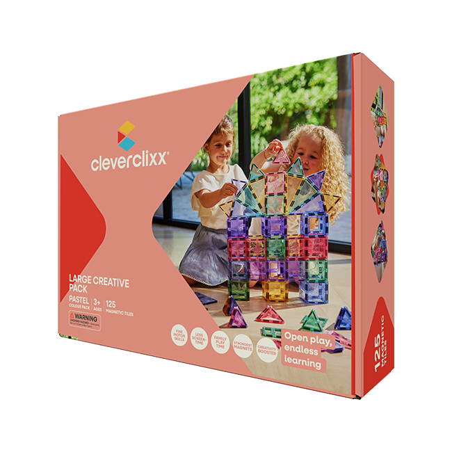 Cleverclixx Klocki magnetyczne Large Creative Pack Pastel 125 el.