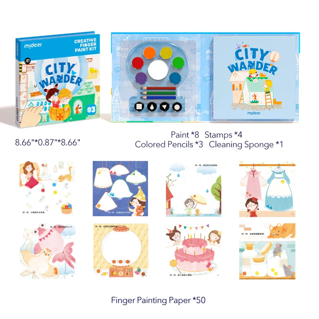 Kreatywny zestaw do malowania palcami – Miejska wędrówka Mideer