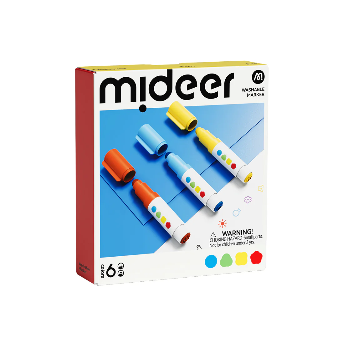 Dwustronne, zmywalne markery z pieczątkami dla dzieci | Tusz na bazie wody | Markery z zaokrągloną końcówką idealne dla młodszych dzieci!