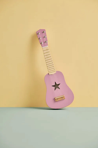 Drewniana gitara dla dzieci dark pink