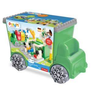 klocki konstrukcyjne PolyM zielona śmieciarka