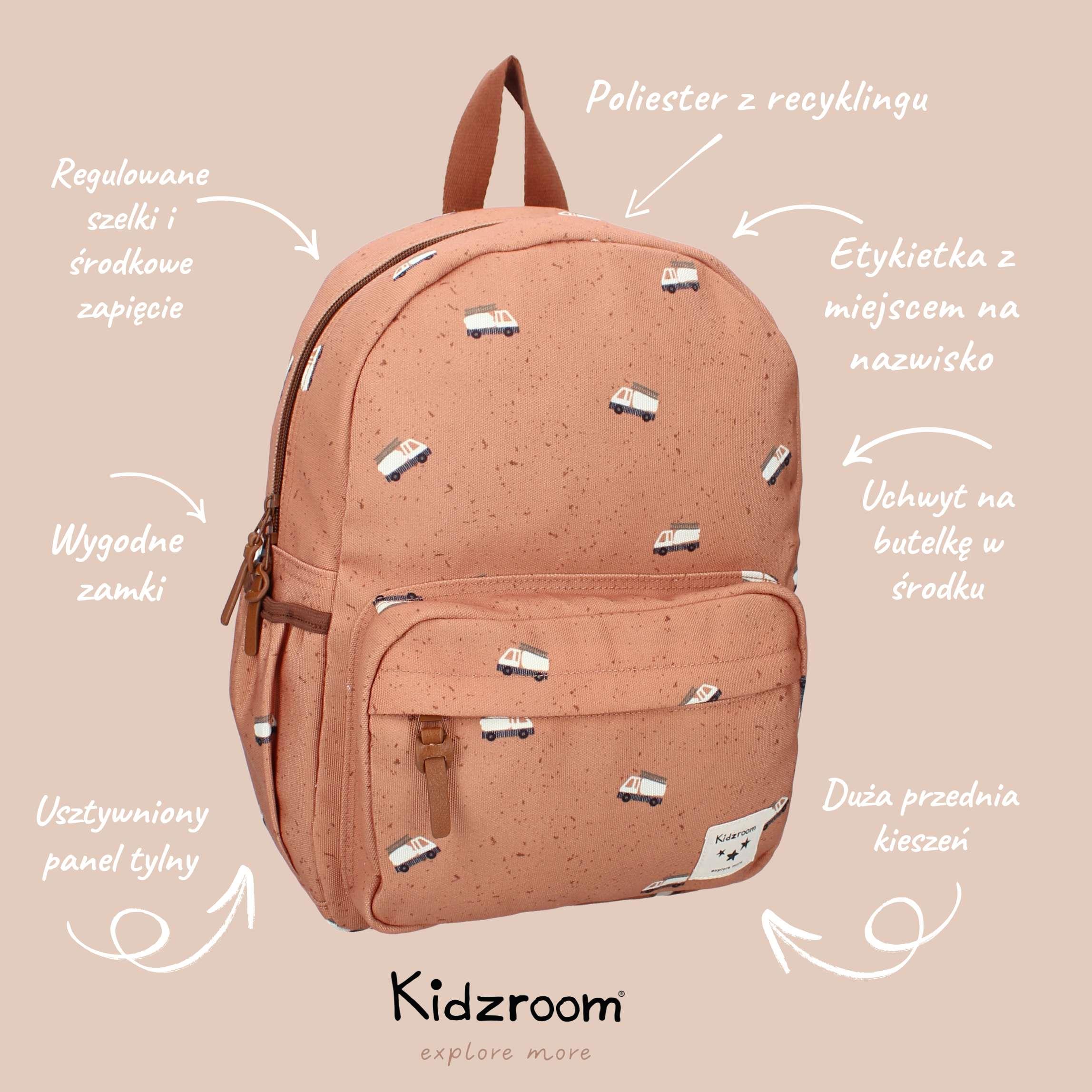 Plecak dla dzieci L wozy strażackie KIDZROOM