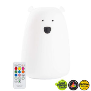 Lampka silikownowa duży miś biała Rabbi & Friends