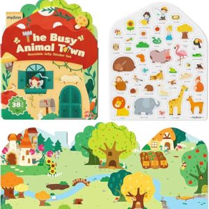 Zestaw wielorazowych żelowych naklejek – The busy animal Town Mideer