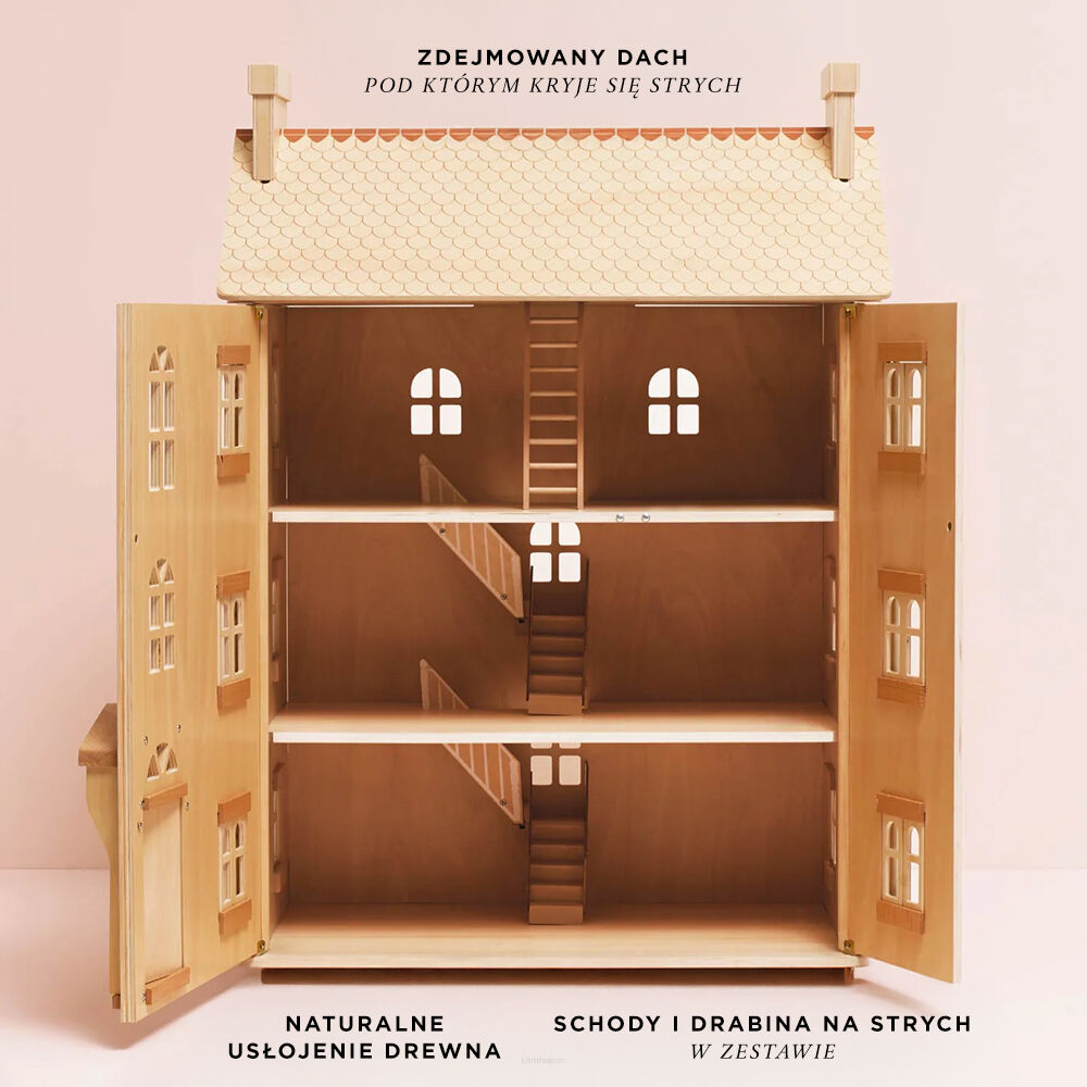 Duży drewniany domek dla lalek le toy van