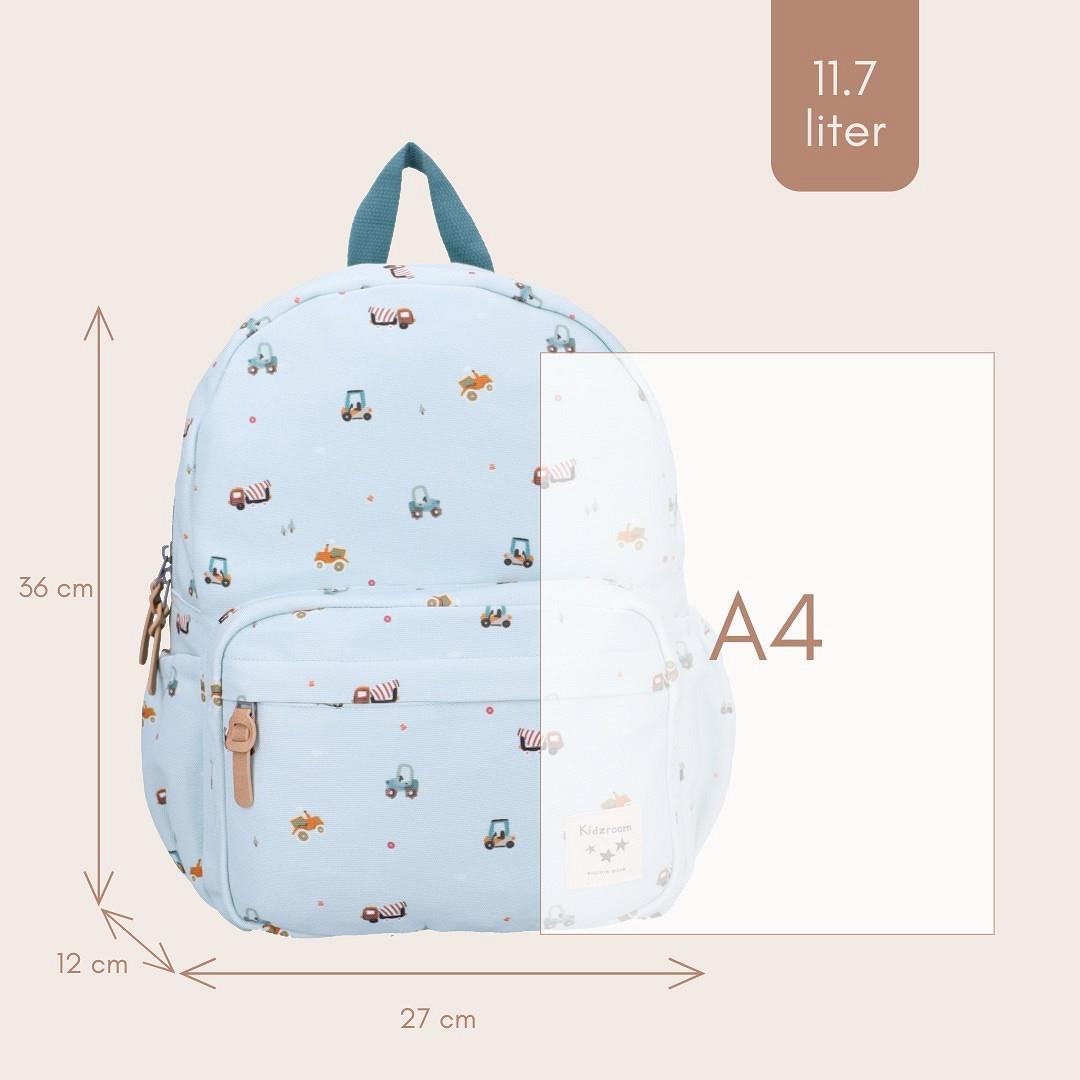Kidzroom niebieski plecak z nadrukiem pojazdów (A4)