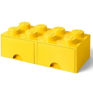 Duży pojemnik z szufladą na LEGO żółty