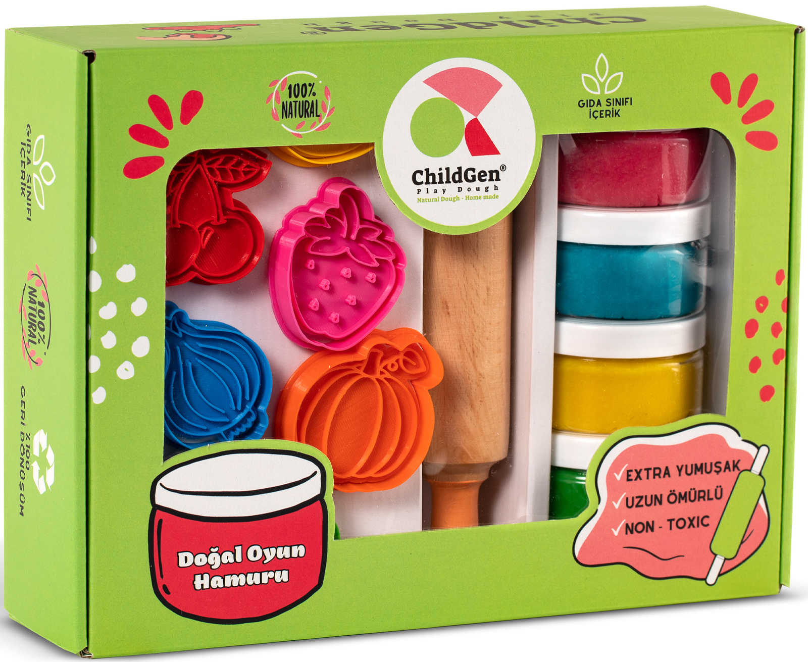 Naturalna ciastolina Childgen + 12 foremek OWOCE I WARZYWA