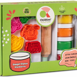 Naturalna ciastolina Childgen + 12 foremek POJAZDY