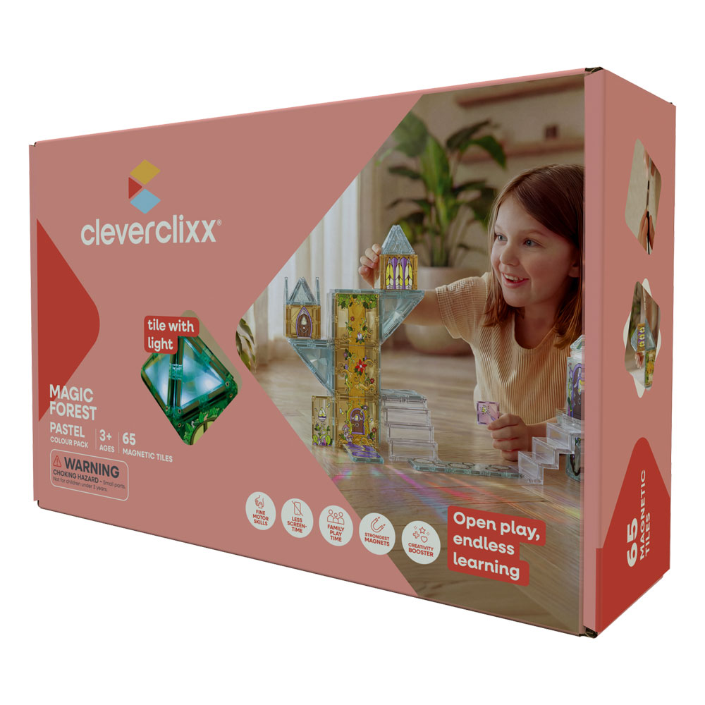 CLEVERCLIXX - klocki magnetyczne Magic Forest Pack Pastel - 65 el.