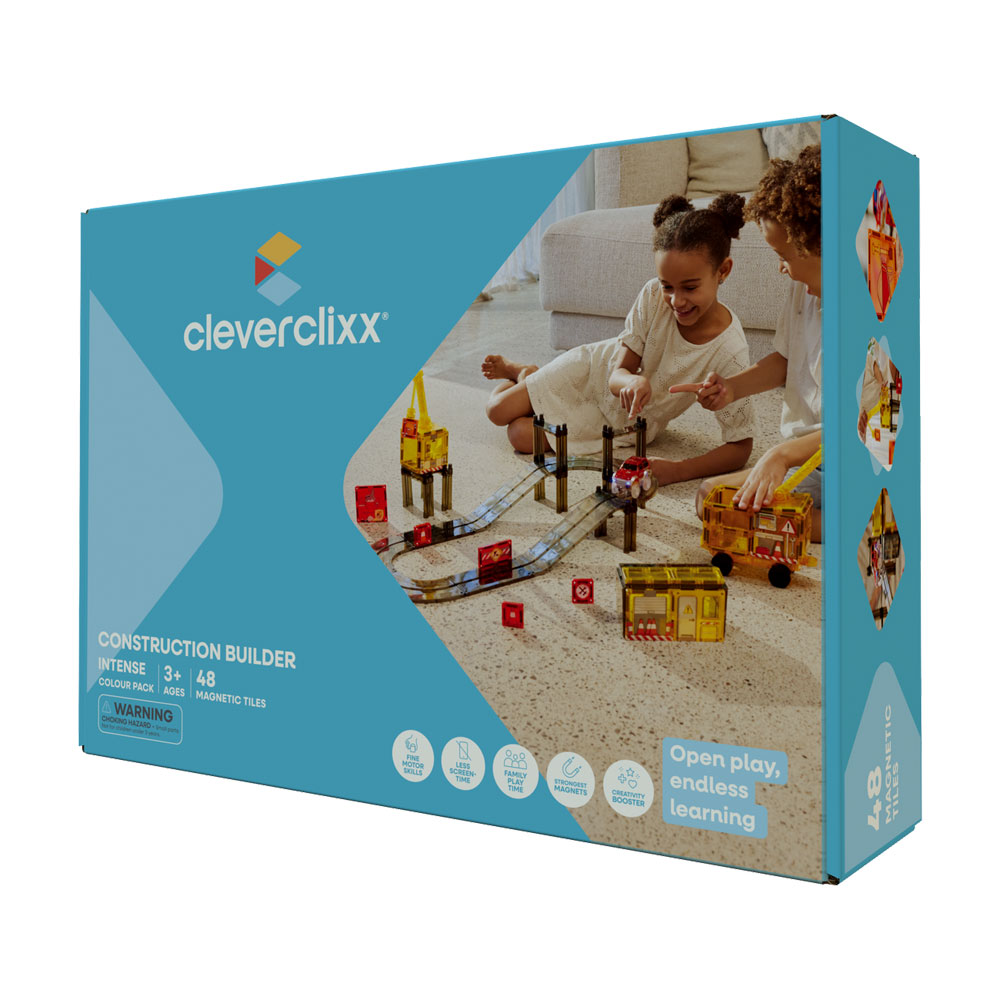 CLEVERCLIXX - klocki magnetyczne Construction Builder Pack Intense - 48 el.