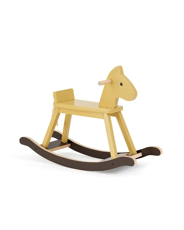 Kid's Concept - żółty drewniany konik na biegunach